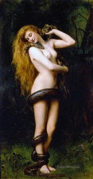 Lilith John Collier Orientalista Prerrafaelita Desnudo Clásico Pinturas al óleo
